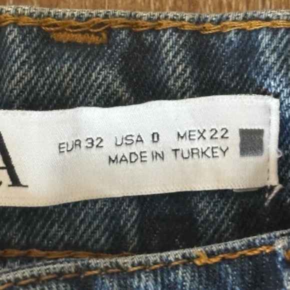 ZARA High Rise Wide Leg Raw Crop - Plaid Detail - Dark Wash Jeans - SZ 0 - Picture 12 of 16